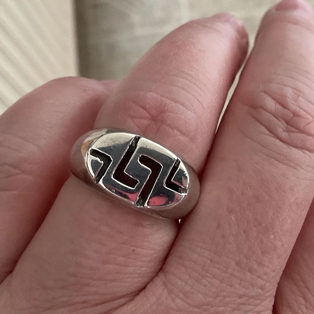 NWOT Sterling Silver 925 Greek Key Design Solid Ring Size US 7